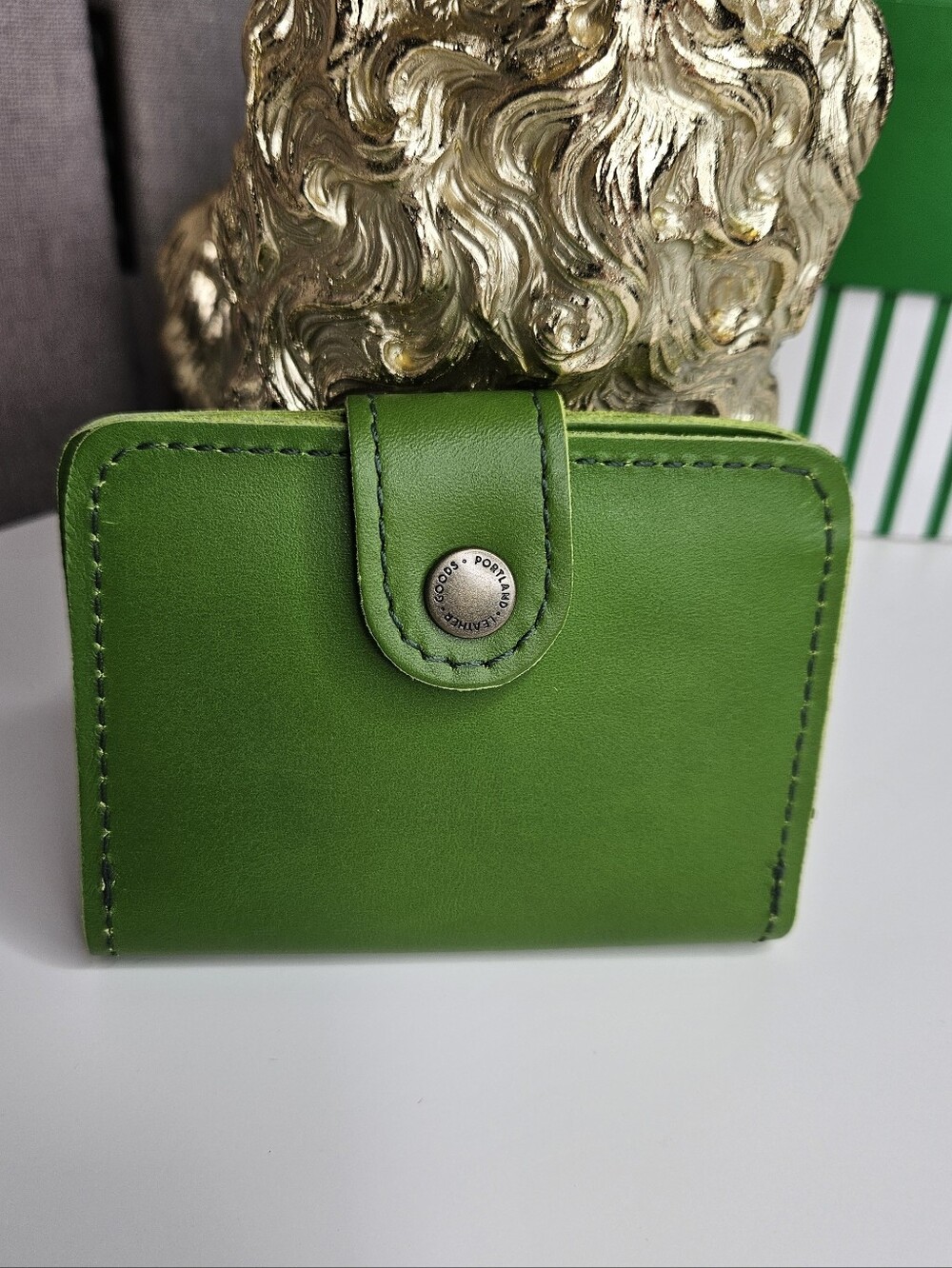 Portland Leather Goods Mini Bi Fold Wallet Green Apple